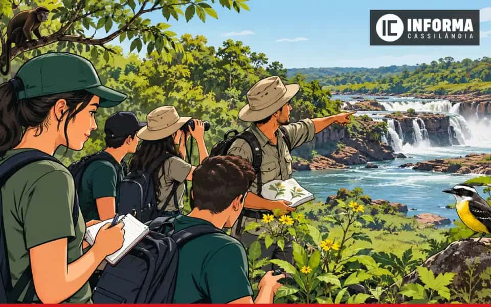 Calouros de Agronomia da UEMS têm aula prática no Salto do Aporé em Cassilândia